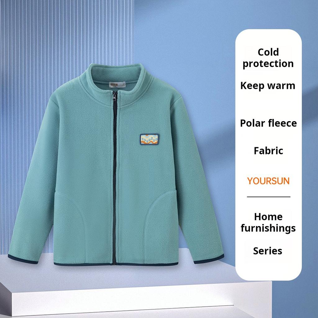Calore Pile Polare Unisex Bambini Caldo Casa Top Casual Cardigan con Collo Rialzato in Pile Polare