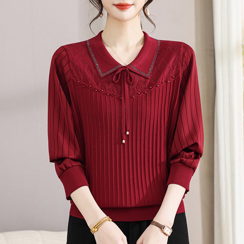 

Elegant Knit Top for Women, Chic Sweater for Ages 40-60 5XL (for 155-165 jin)
