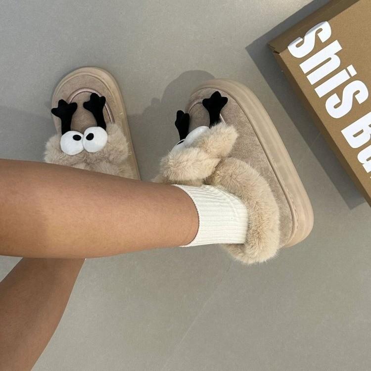 2025 Herbst und Winter neue Maillard rutschfeste warme Schnee dicksöhlige Winter gefütterte verdickte niedliche flauschige Baumwollschuhe