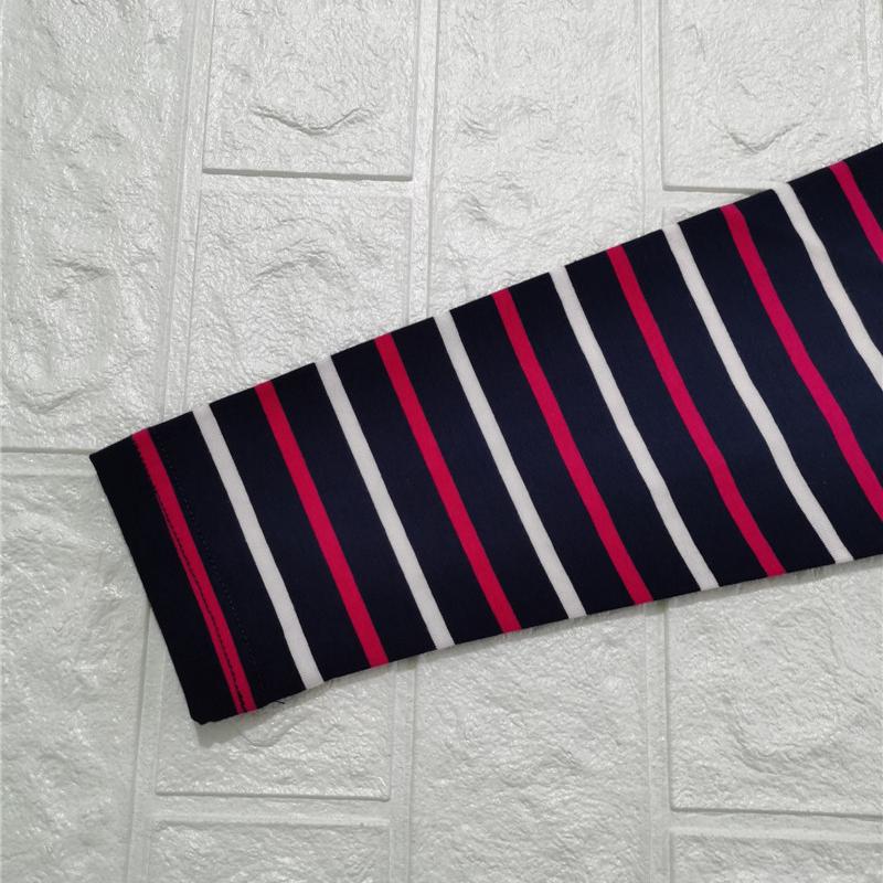 Women's Long-sleeved Cotton Polo Collar Long-sleeved T-shirt Striped Stretch Repair Bottoming Shirt