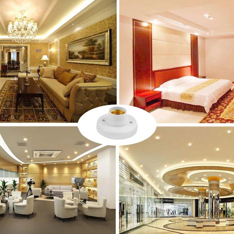 2/6/10PCS PC E27 Screw Cap Socket White Ceiling Light Lamp Bulb Fixing Base Stand Light Bulb Holder Spiral LED Bulb Base