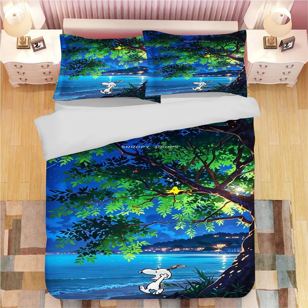 Snoopy Anime Home Bedroom Comforte Nordic polyester material suitable for children and adults 3-piece set