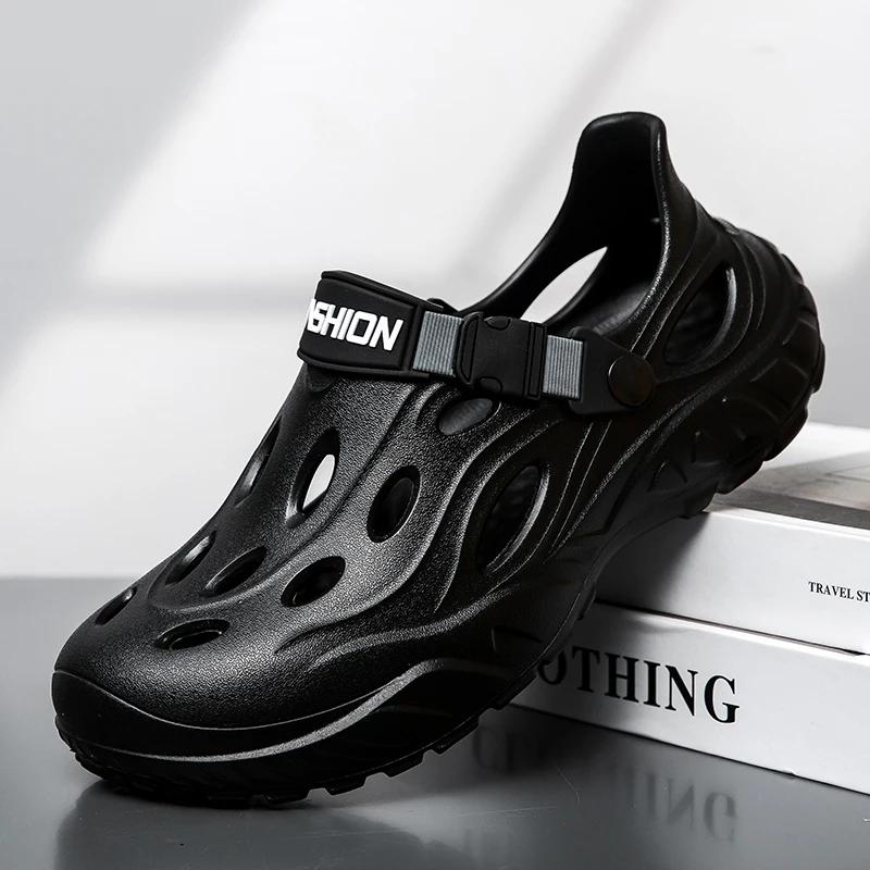 

Новые мужские сандалии для отдыха на природе, спортивные тапочки, пляжные шлепанцы, дышащие сабо, мужская повседневная садовая обувь, нескользящие мужские сандалии для походов на природе 45