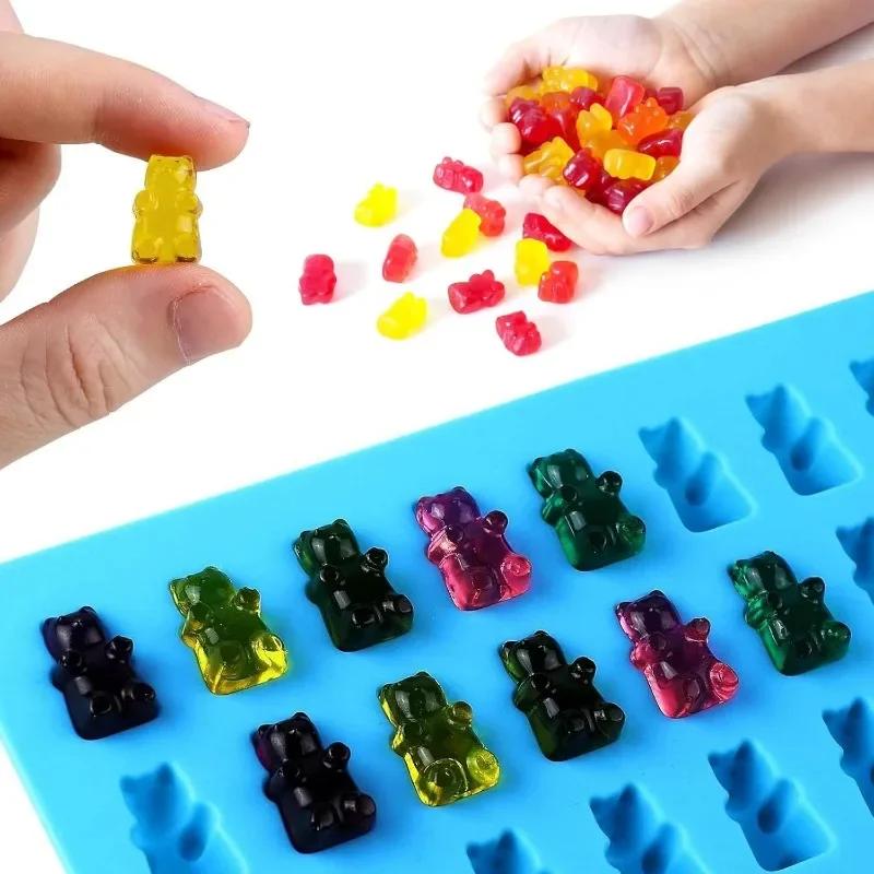 Silicone Mini Gummy Bear Mold DIY Chocolate Jelly Candy Cake Fondant Mould with Dropper Household Making Mold Baking Supplies