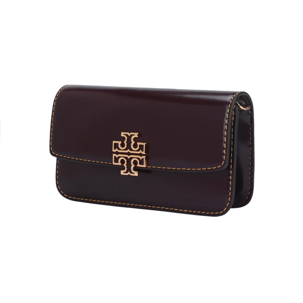 Tory Burch Britten Metal Logo Chain Shoulder Strap Lambskin Shoulder Bag Women Shoulder Bag Deep-Red 141071-611