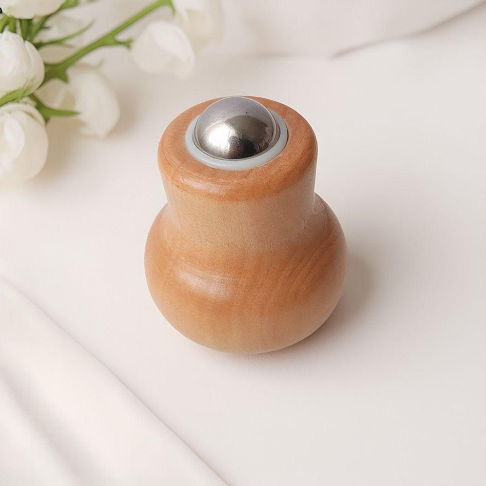 Natural Wooden Massage Roller Ball Metal Ball Facial Massage Roller  Face Care