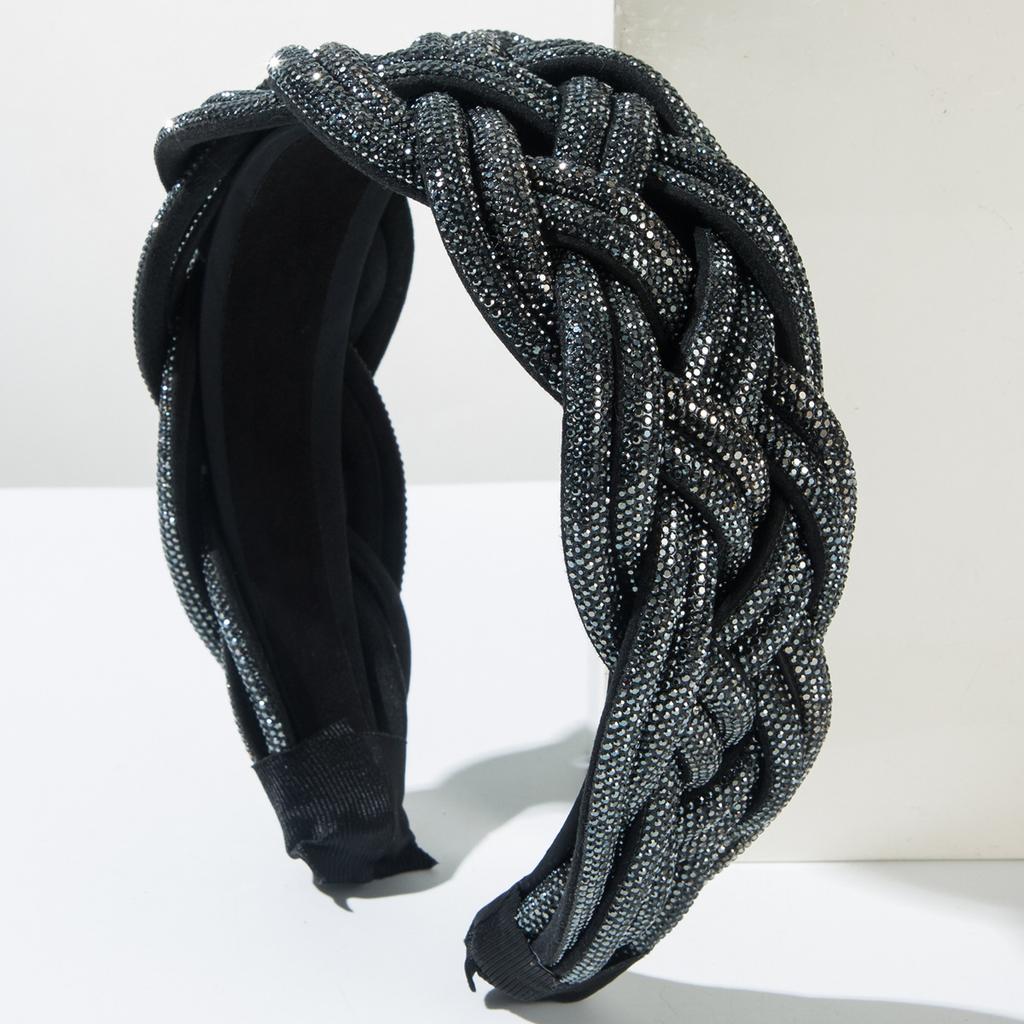 Luxury Headbands Diamond Inlaid Fried Dough Twists Braided Hairband Hair Accessories Women's Wide Edge Hair Band Hoop Headwear