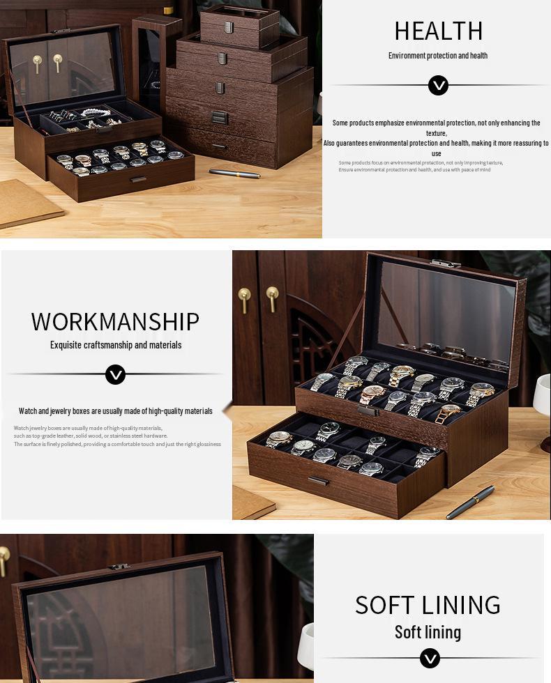 2025 Walnut Wood Grain Watch & Sunglasses Storage Box