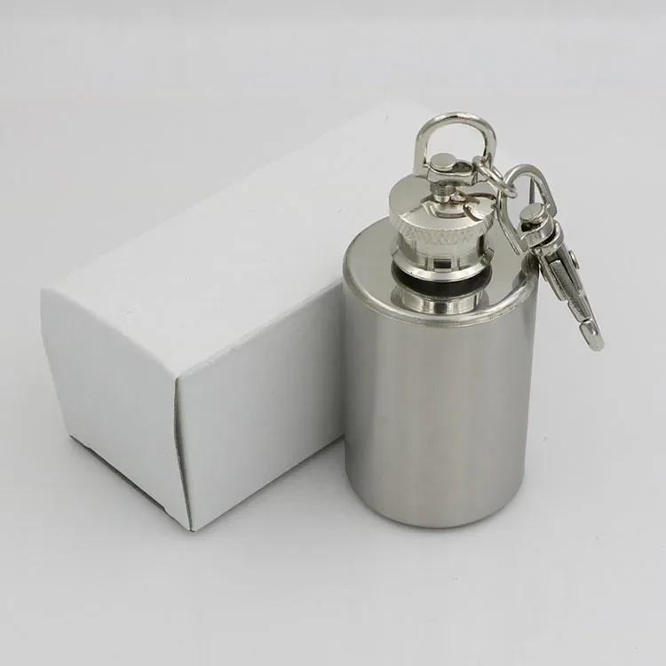 

1 OZ Stainless Steel Mini Hip Flask with Keychain Screw Cap Portable Alcohol Flask Liquor Whiskey Bottle Outdoor Travel Gifts