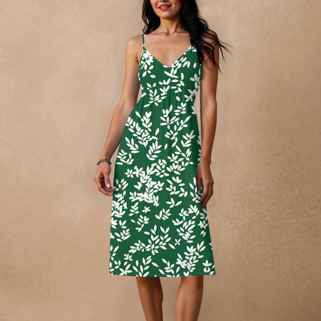 Women's Spaghetti Strap Backless Bow Loose Casual Beach Holiday Dress Sundress