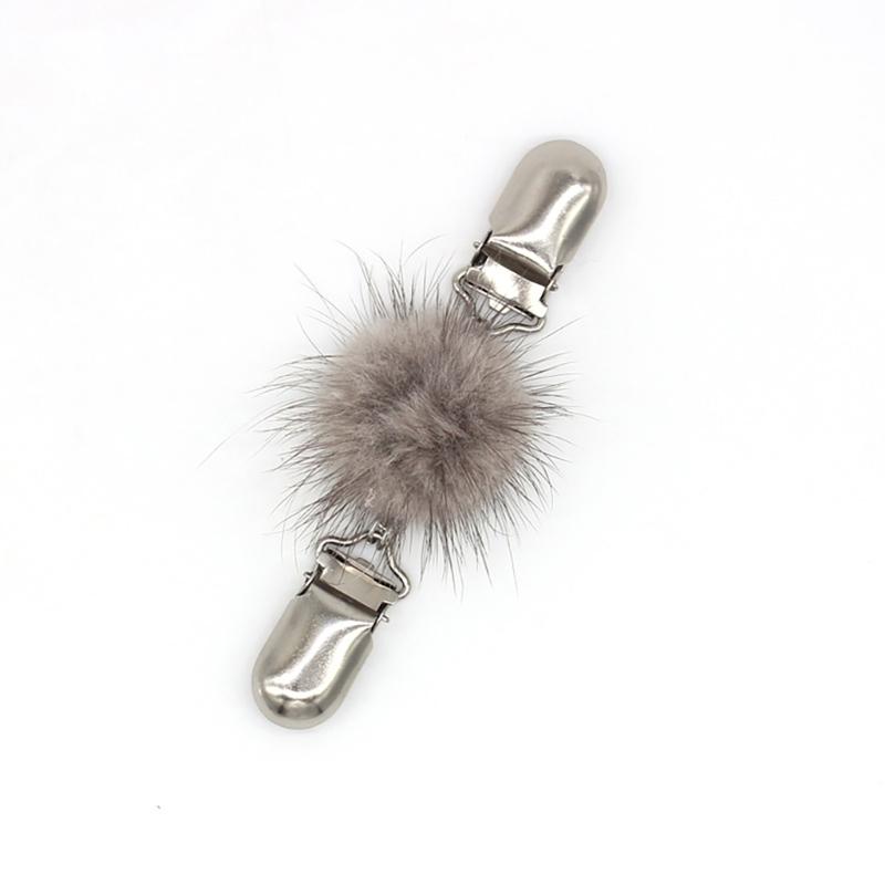 Stylish Fuzzy Sphere Embellished Shawl Clip Sturdy Neckline Clip Fastening Buckles Suitable For Various Occasions