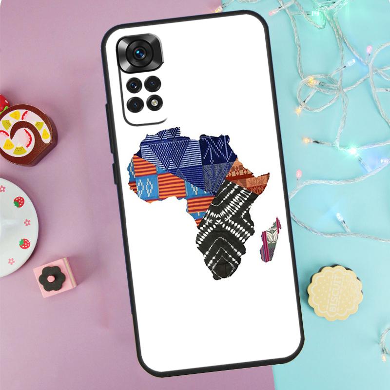 Map of Africa African Fabrics Case For Xiaomi Redmi Note 13 Pro 14 9 10 11 12 9S 10S 11S 12S Redmi 14C 10C 12C 13C Cover