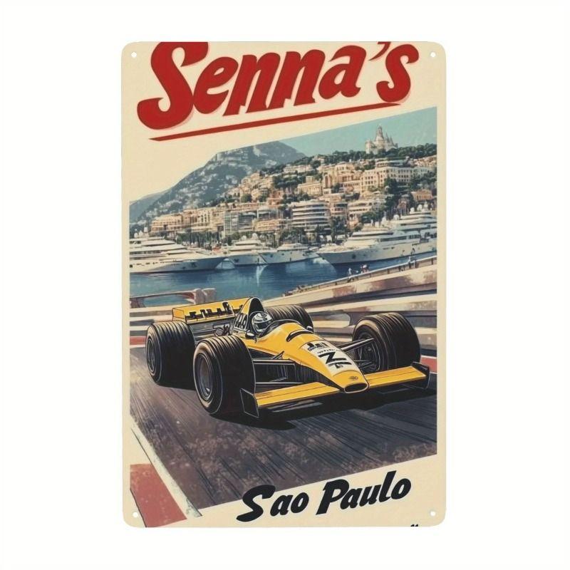 Racing Car Retro Style Metal Decorative Painting for Garage Room Decor