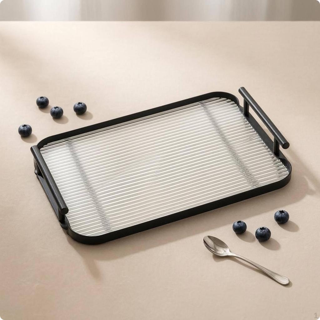 Desktop Tray Ribbed Serving Rounded Corners Home Organization Large