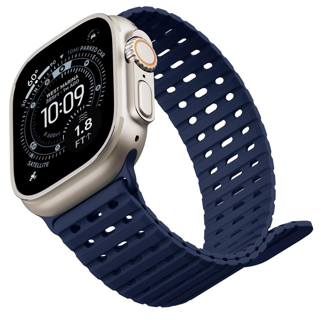 Magnetic Silicone Sport Band for Apple Watch Ultra 49mm 44/45/46mm Fish Scale Breathable Waterproof Replacement Strap Men Women