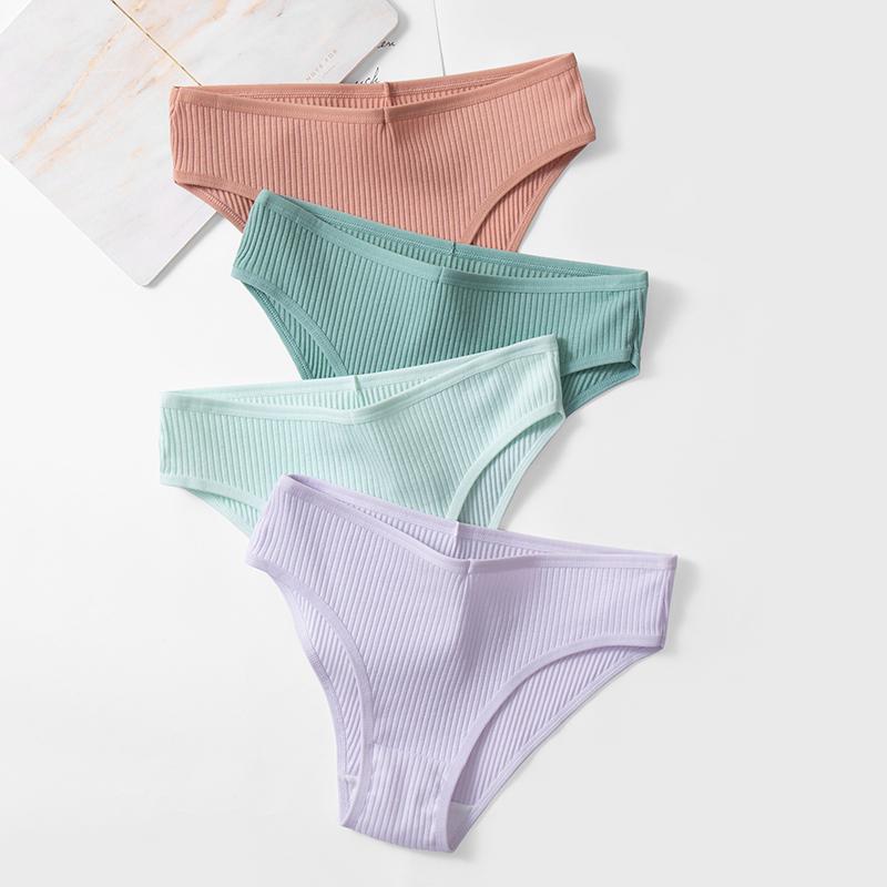 Cotton Women's Panties Simple Striped Underwear Breathable Comfortable Briefs Sexy Lingerie Cozy Sports Underpants