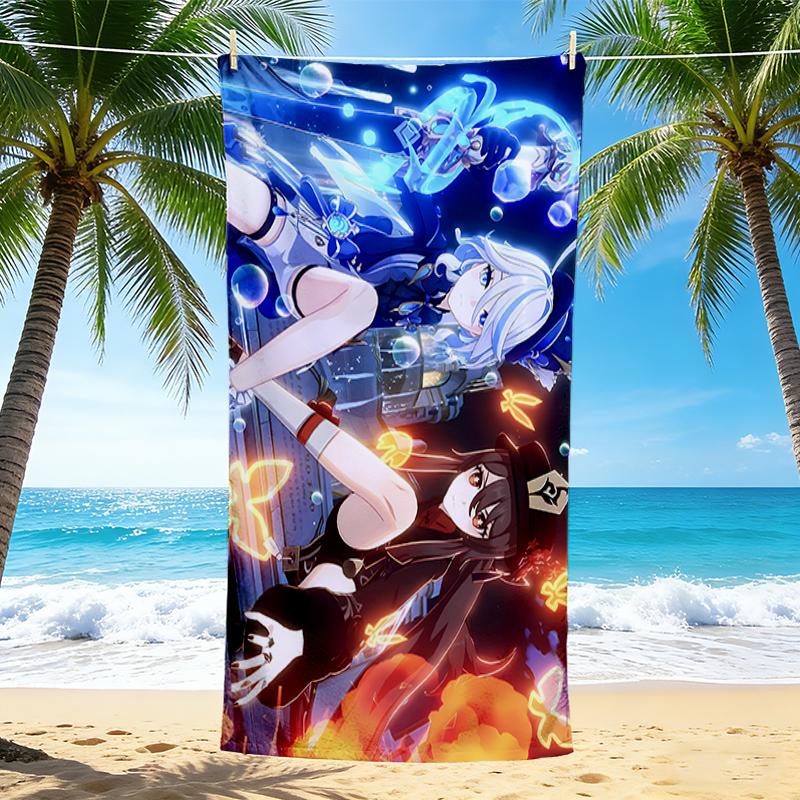 1Pc Fantasy Girl Flames Beach Towel Quick Dry Multiuse For Beach Pool Gym Yoga Home Travel Christmas Halloween Xmas Gift S1638