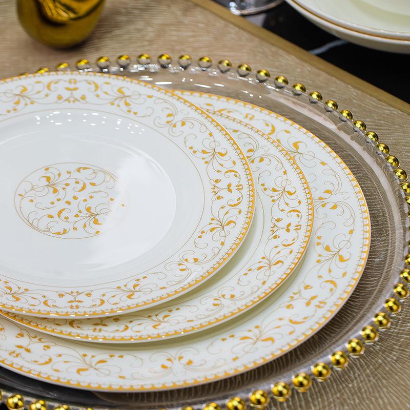 Sun Island Goldrand Bone China Tiefer Teller: Suppen-, Abendessen-, Reis- und Dessertteller - Elegantes Keramikgeschirr.