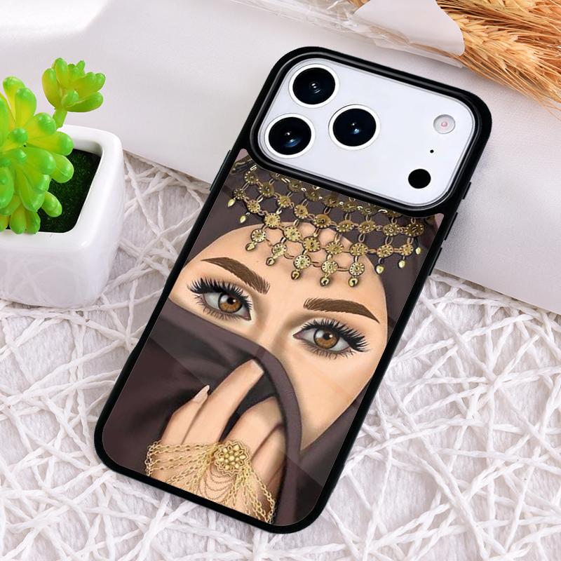 Islamic Hijab Gril Eye Queen Phone Case for iPhone 17 Air 16 15 11 12 14 13 Pro Max Shockproof Cover