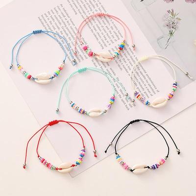 Beauty Boho Charms Flower Shape Rope Bracelets for Women Girl Lucky Wish Bracelets Handmade Weaven Conch Bracelet