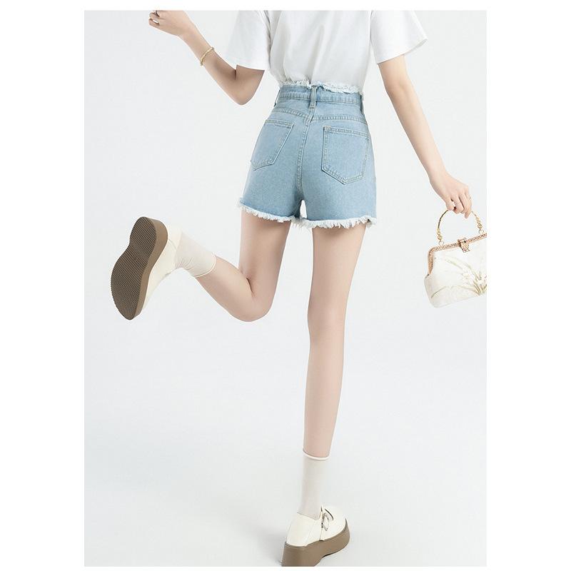 Summer New Denim Shorts New Chinese Style National Style High Waist Women's Personalized Embroidered National Trend A-line Hot Pants