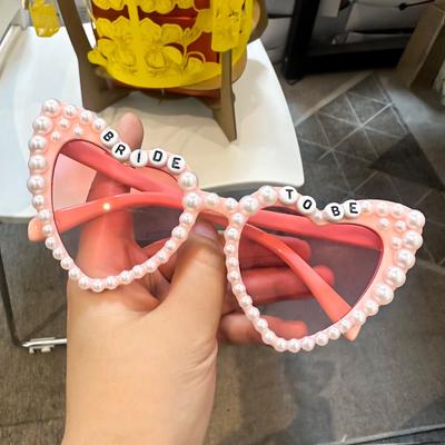 Non-polarized Pearl Bride Sunglasses Bachelorette Party Heart Glasses Bridal Shower Party Bridesmaid Bride Honeymoon Trip Gift