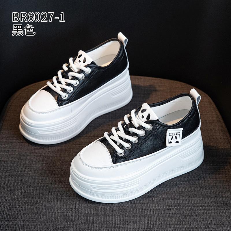

Spring and Autumn new leather muffin thick sole heightening small board shoes tide 39 чорний