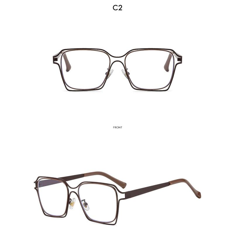 Women's eyeglasses - unisex fashion square hollow metal glasses