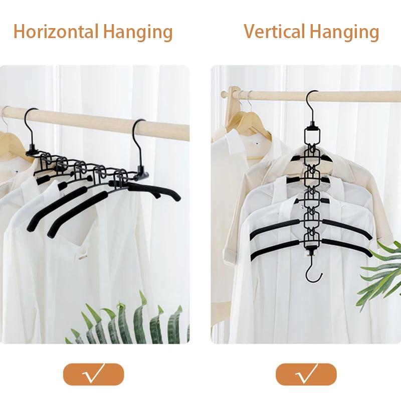 5 In 1 Clothes Hangers,Magic Multi Layer Metal Wardrobe Storage Rack,360 Rotatable Stackable Hanging Hangers Closet Organizer