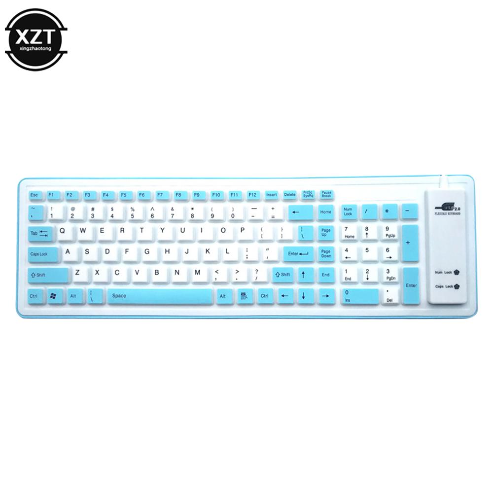 103 Keys Portable Silent Foldable Silicone Keyboard USB Wired Flexible Soft Waterproof Roll Up Silica Gel Keyboard for PC Laptop