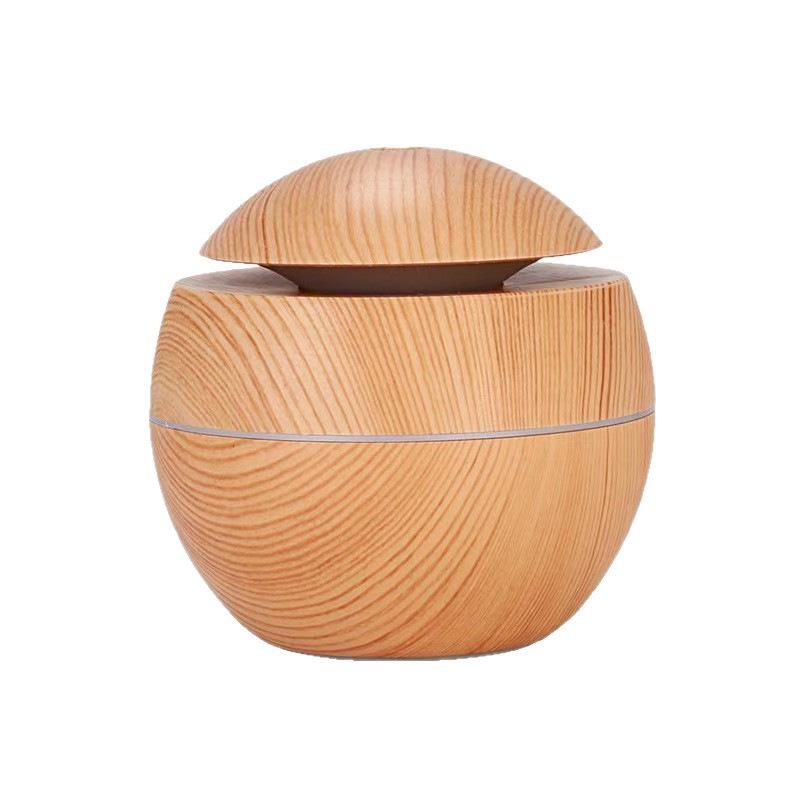 Wood Grain Ultrasonic Aroma Diffuser & USB Humidifier with Silent Lamp