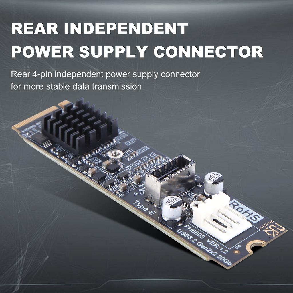 M2 PCIE NVME To TYPE E Expansion Card Riser ASM3242 Chipset M2 M Key PCIe To USB3.2 Front Panel Expansion Card for Desktop