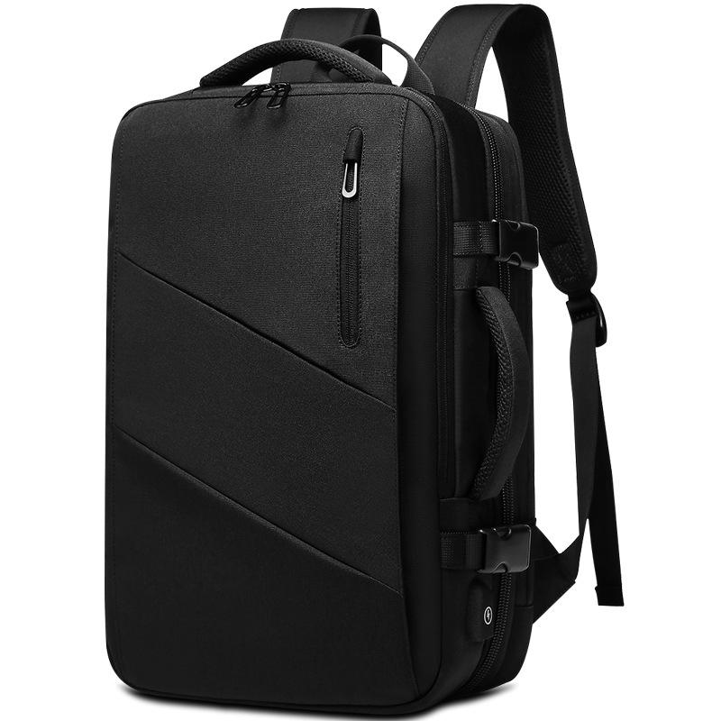 Men's Expandable Waterproof Business Travel Backpack, Large Capacity, Oxford Cloth, for Laptops.