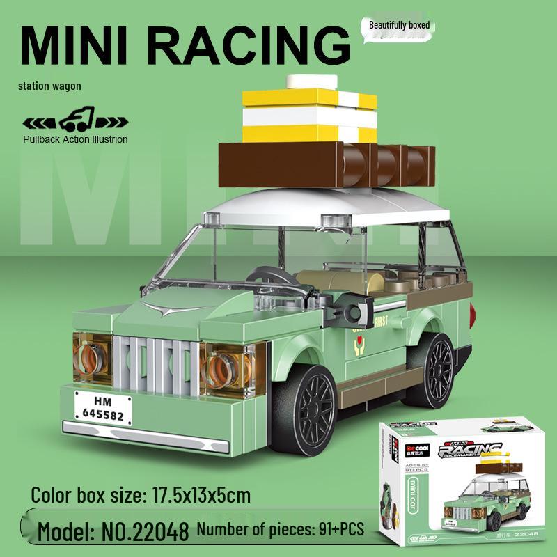 Pull-Back Assembly Toy Set: Campervan, Race Car, Ambulance, Fire Truck