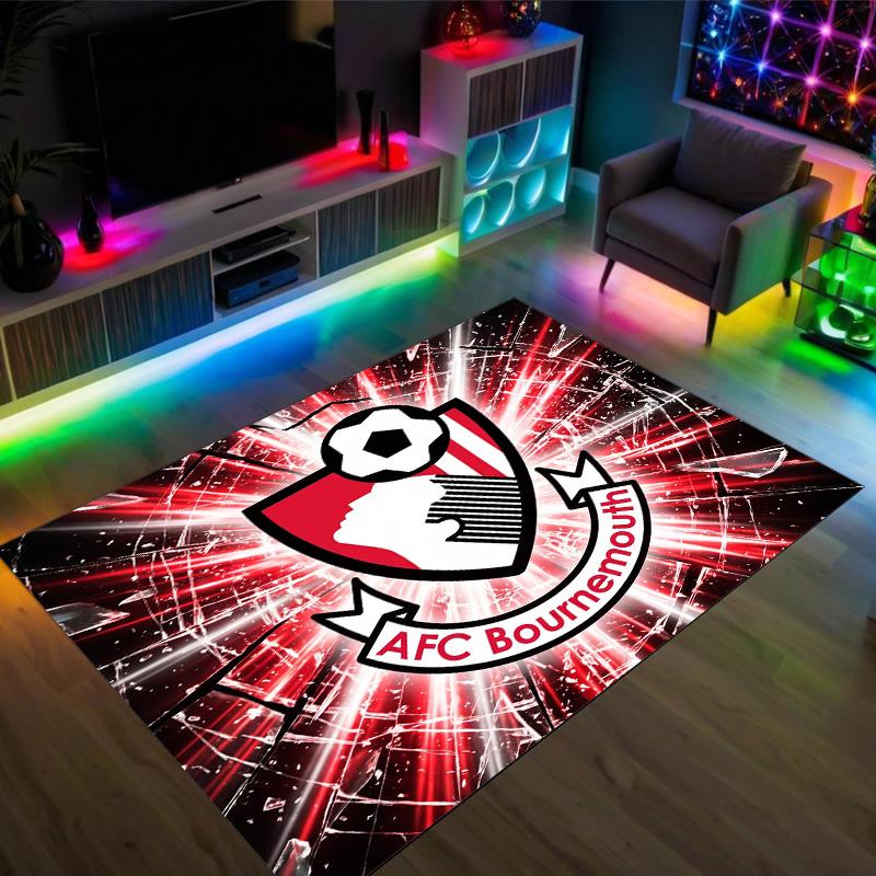 Bournemouth Football Design Crystal Velvet Carpet Cozy Non?Slip Printed Rug For Bedroom Living Room Entrance