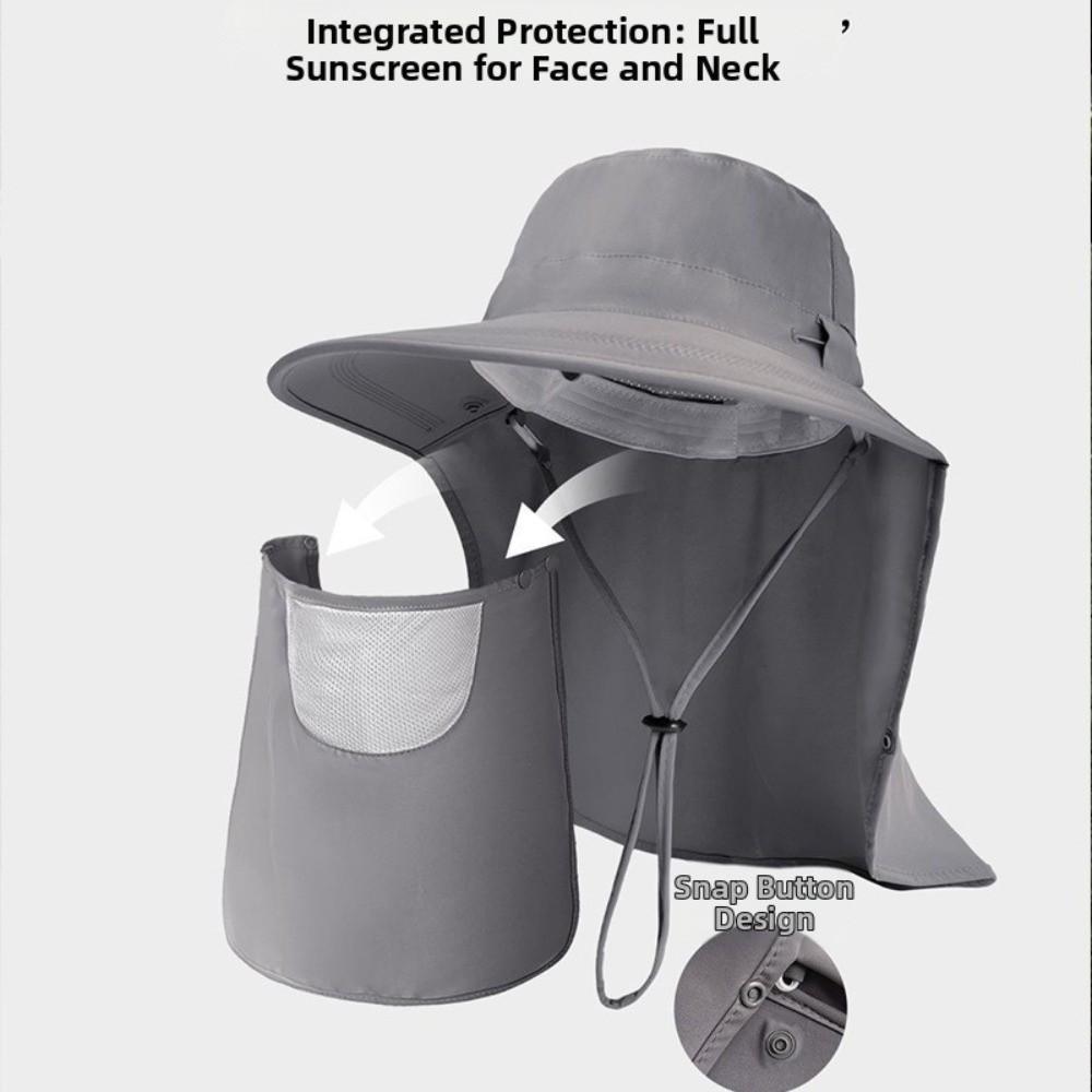 Balaclava Hat Caps Mask Set Sunscreen Sun Hat Sun Protection Wide Brim Bucket Hat Visor Adjustable Rope Fisherman Hat Camping