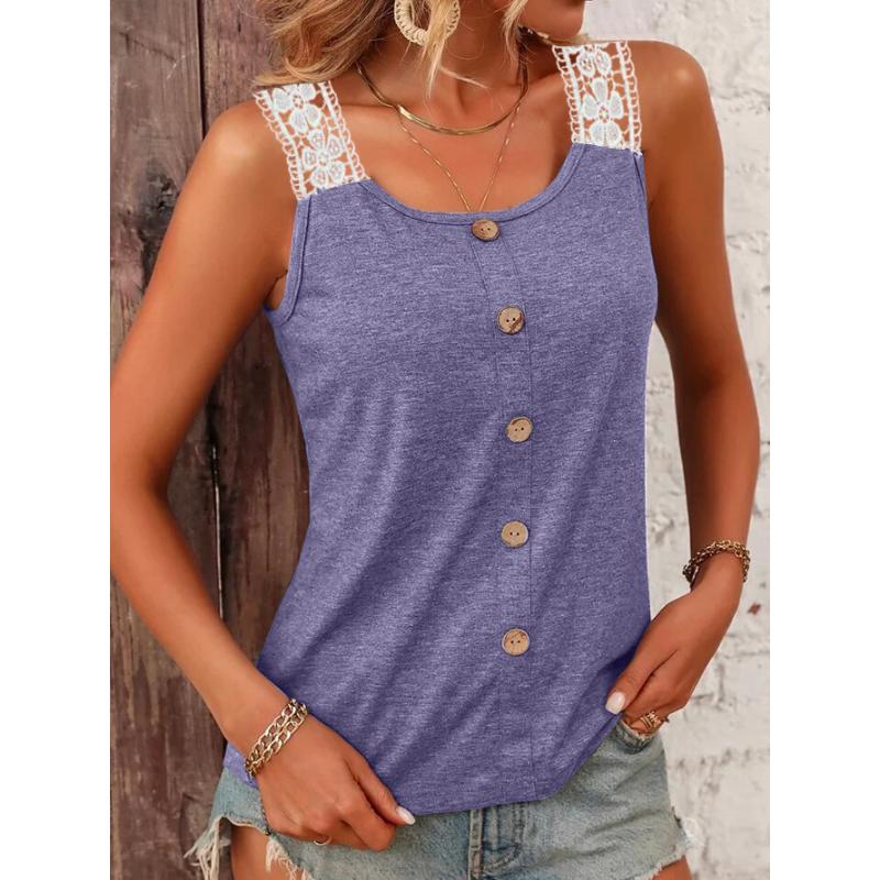 DAFIFY Women's Fashion Summer Casual Sleeveless U-Neck T-shirts and Tops
