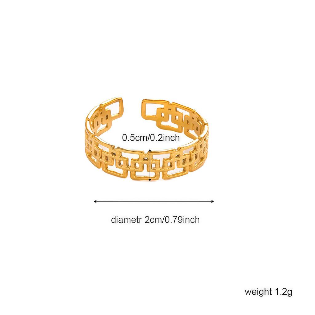 Stylish Stainless Steel Geometric Adjustable Ring with Metallic Finish