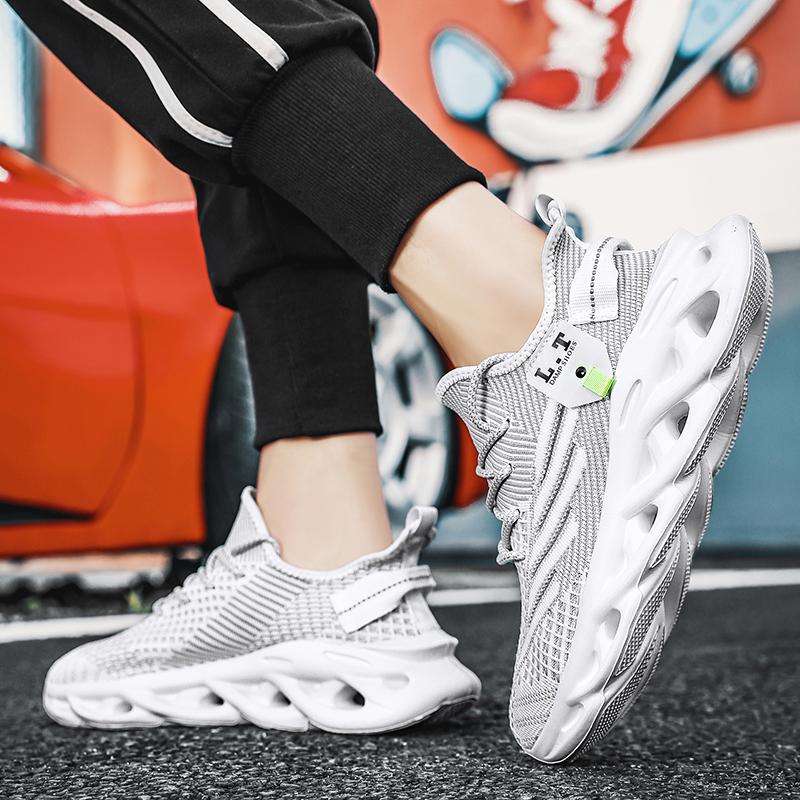 39-48 Summer Men's Large  Sports Shoes Breathable Flying Weave Sports Casual Shoes Thick Sole Blade Mesh Fashion Coconut Running Shoes