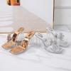Transparent thick high heels rhinestone bow summer wear crystal sandals new sandals