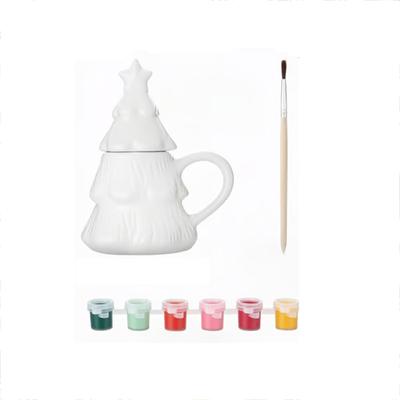 Weihnachtsbaum Malbecher Set DIY Weihnachtsbecher Malset Keramikbecher mit Baum-Muster Kreativer Kaffeebecher Feiertags-Kunstaktivitäten 15ml