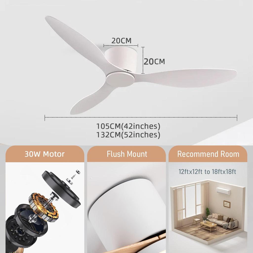 Remote-Control Ceiling Fan, No Light, 85-265V Wide Voltage