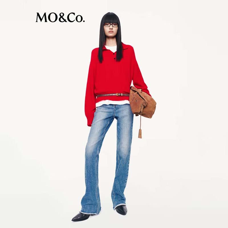 MO&Co. Women's Lambswool Cashmere Blend Polo Sweater