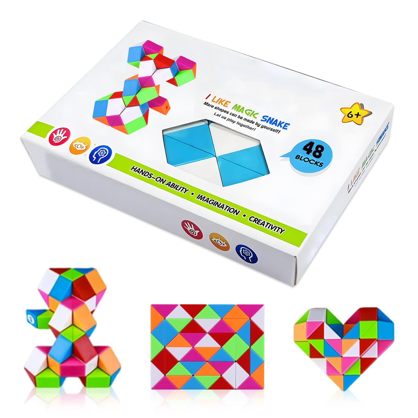 

SINGERTOP Snake Cube Magic Snake Magic Twist Puzzles 48 Wedge Magic Ruler Speed Snake Twist Puzzle Cube Snake Cube Stress Relief Brain Training