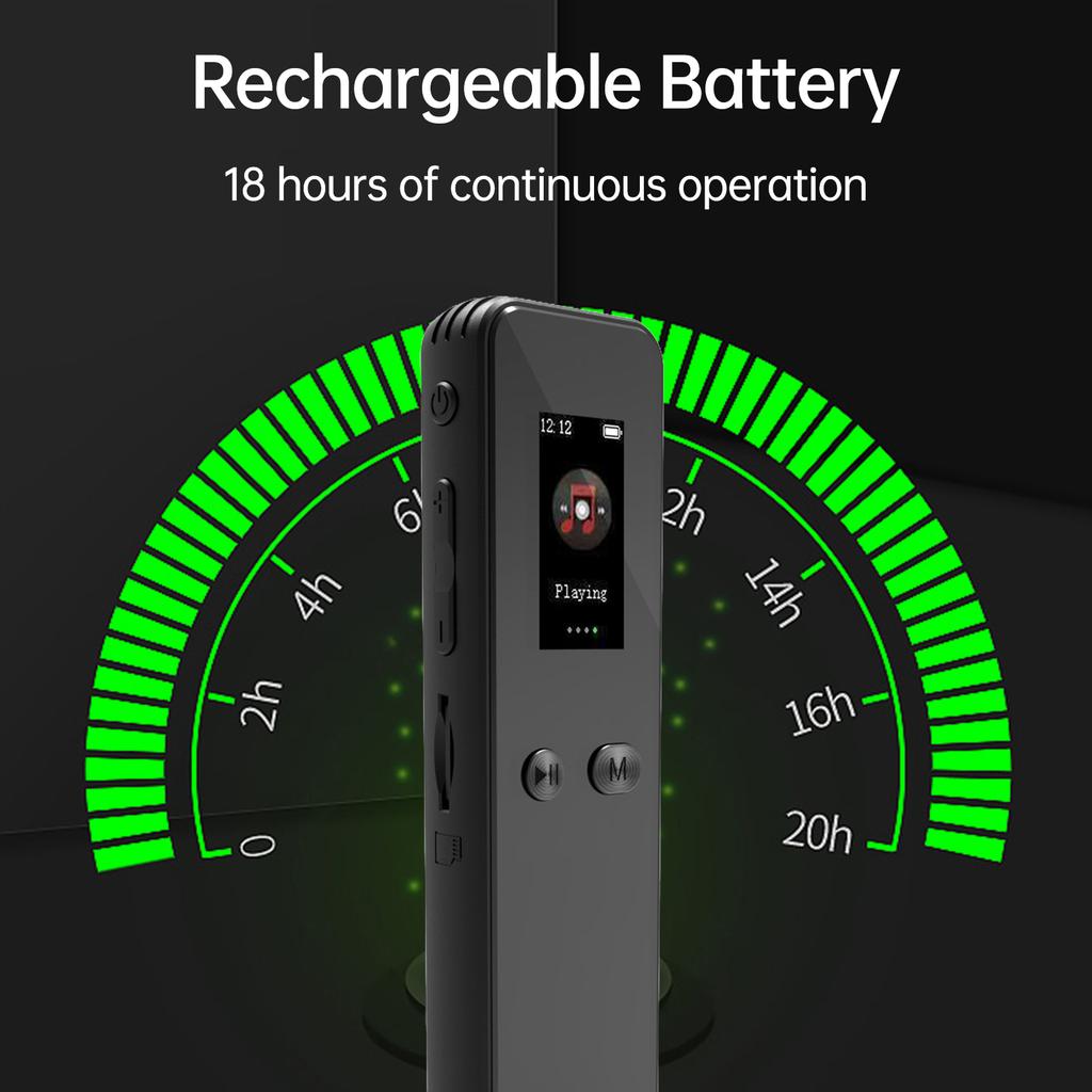 Smart Voice Recorder With 64GB Memory 1536Kbps Recording TFT Screen Built In Speaker 18H Battery Life Portable Voice Recorder