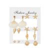 6 Pairs of Women's Ocean Style Shell & Starfish Earring Set, Summer Vacation Style Natural Conch Earrings