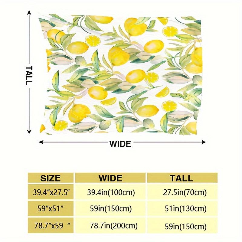 Watercolor Lemon Leaf Flannel Throw Blanket Fresh Yellow Citrus Fruit Summer Lightweight Sofa Blanket