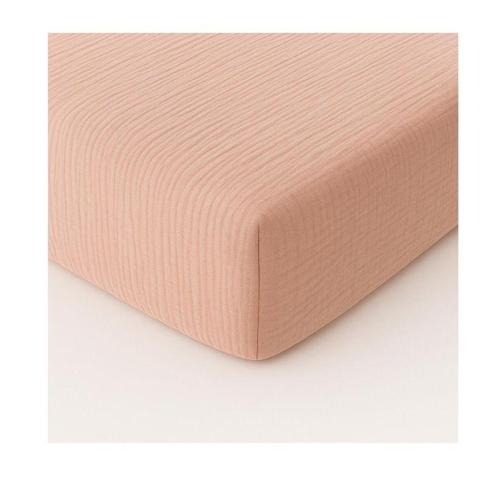 Drap-housse 140 X 190 Cm Gaze De Coton Lavé Rose