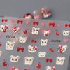 1 Sheet 3D Embossed Nail Art Stickers Creative Cute Cherry Heart Bow Cartoon Embossed Nail Decals, Self-Adhesive Waterproof DIY Decoration Stickers