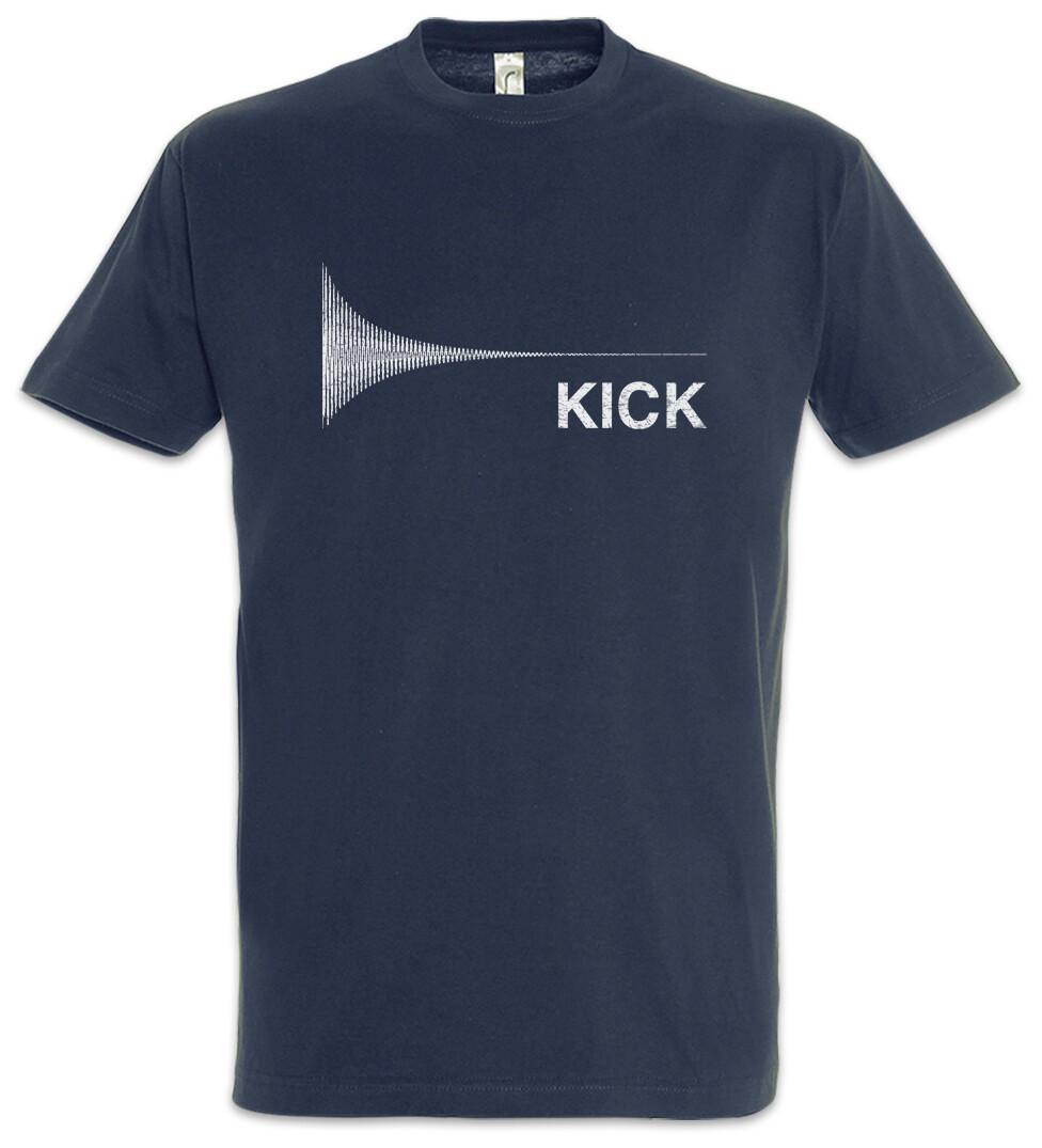 Wave Kick Drum T-Shirt Techno MC DJ Audio Wave Synthesizer Music Electro 90s XL
